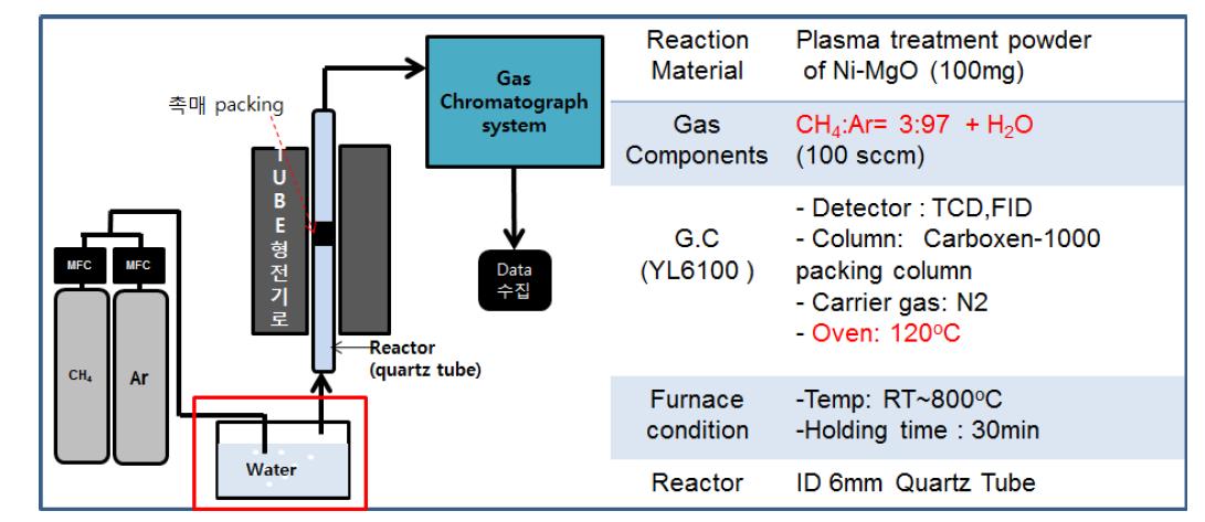 습식 메탄 개질용 실험 장치 구성 및 실험조건