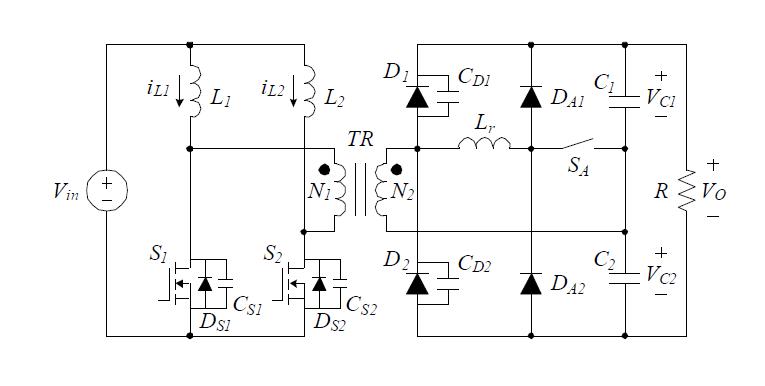 단일 공진 인덕터를 갖는 제안된 two-inductor 부스트 컨버터