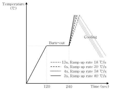 온도상승률별 소성 공정
