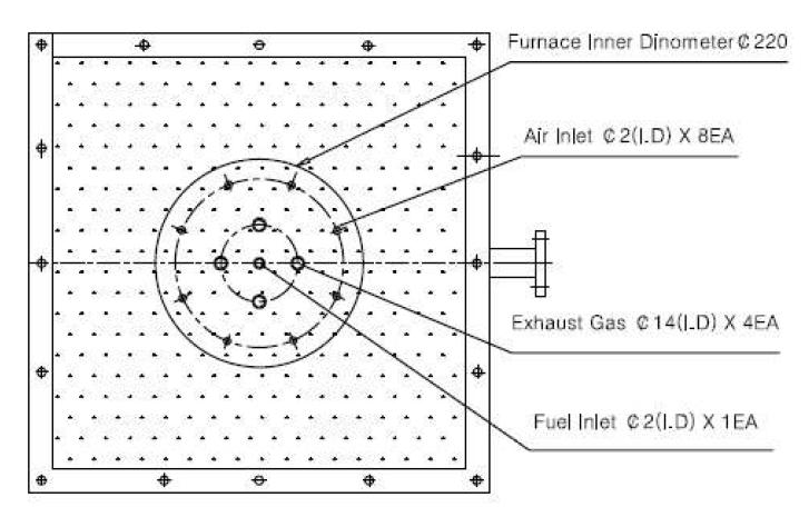 Bottom arrangement of MILD combustor