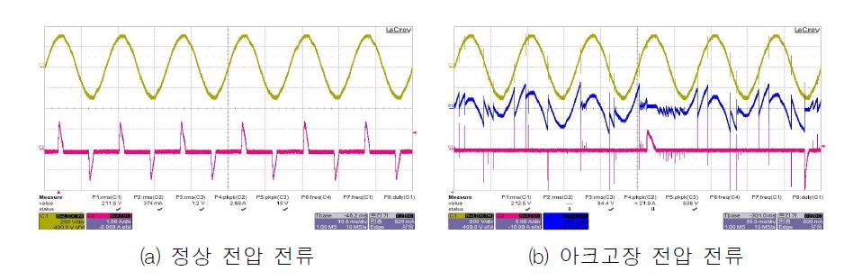 공기청정기 정상 및 아크고장 전압 전류