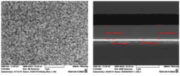 은막 표면 및 두께 SEM 이미지