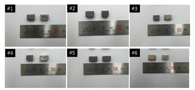 shotpeening을 수행하기 전 ㆍ후의 Macro사진 (좌: shot peening, 우:non peening)