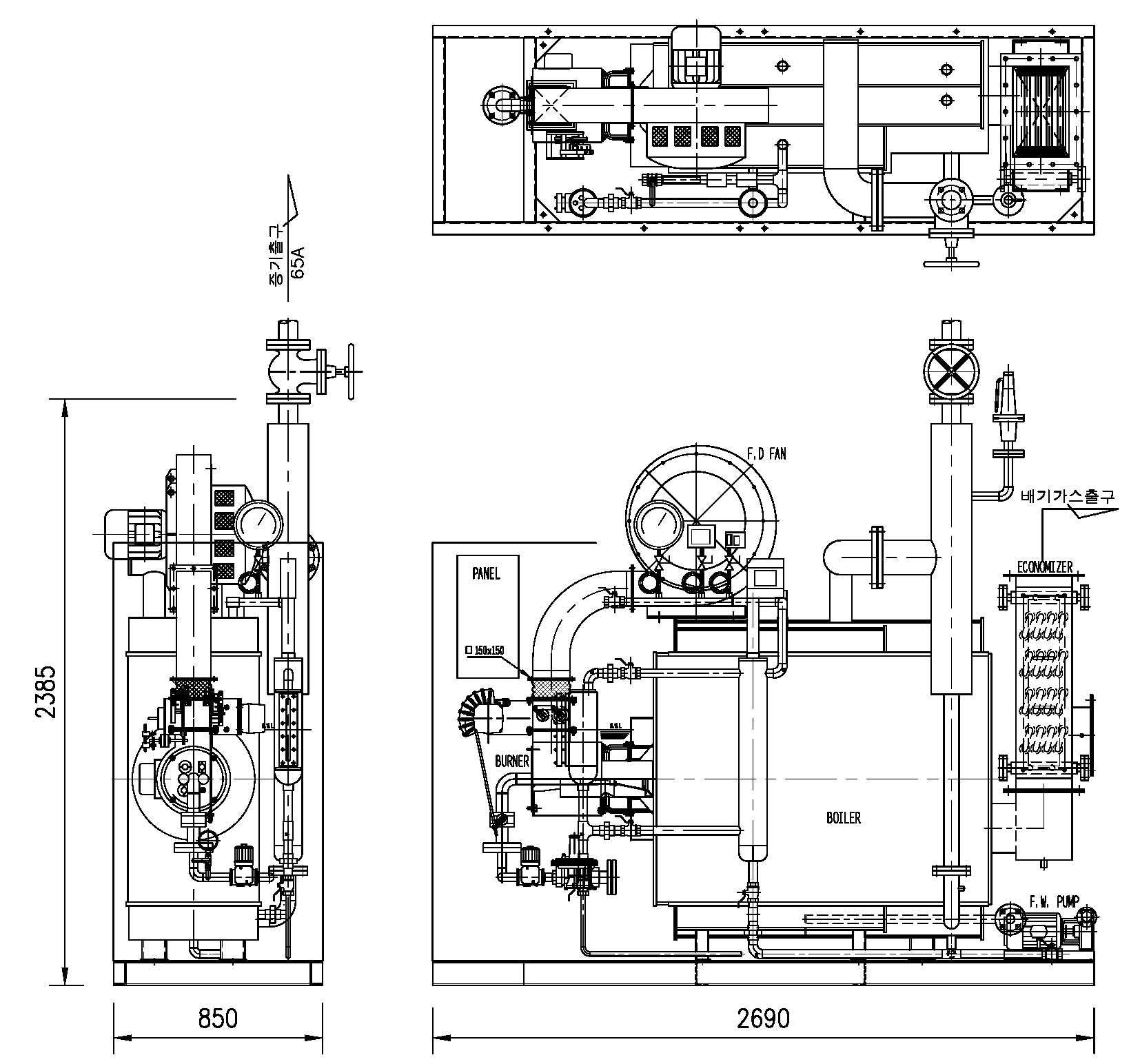 실증용 보일러의 외형도