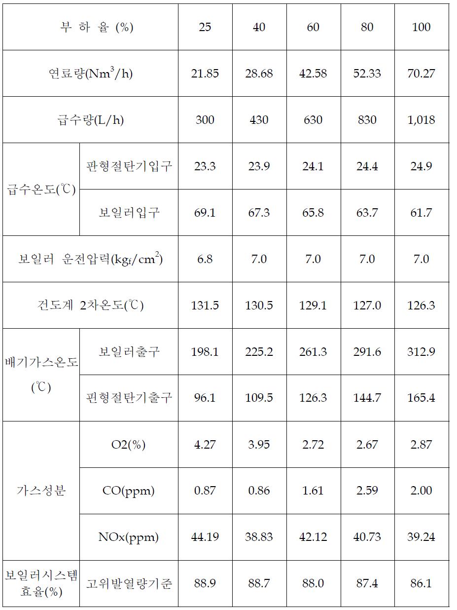 관군연소 보일러의 열정산 결과