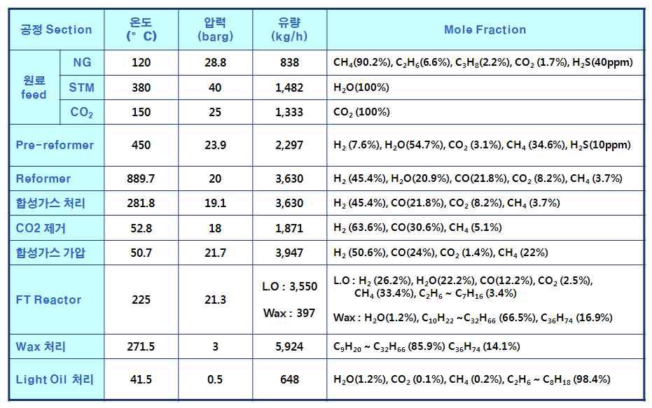 100BPD 실증 플랜트 설계조건