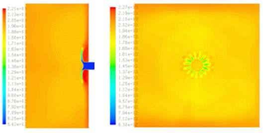 Side firing용 radiant wall burner 연소 모사 결과