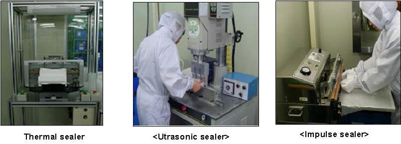 (좌) Thermal Sealer, (중) Ultra sonic welding, (우) Impulse sealing