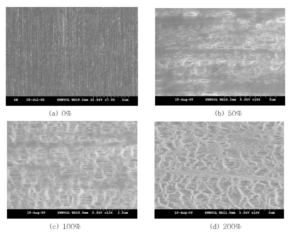 저온 연신비에 따른 분리막의 기공구조 변화