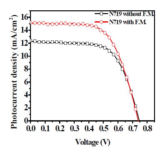 형광체(F.M.) 유무에 따른 DSC에서의 I-V 그래프