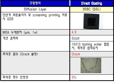 GDE 법 적용시 막-전극접합체 특성