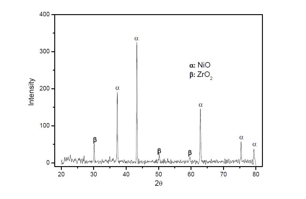산화 테스트 후 MK-Ni 시편의 XRD 데이터