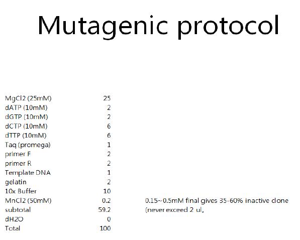 Mutagenic protocol