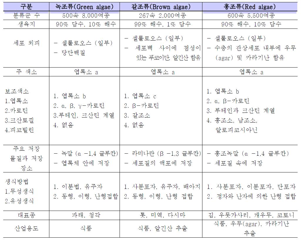 거대조류의 종에 따른 구성성분