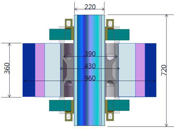 Cross section of flywheel model