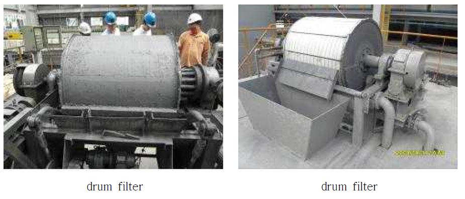 Photo of drum filter for molybdenite concentrate.