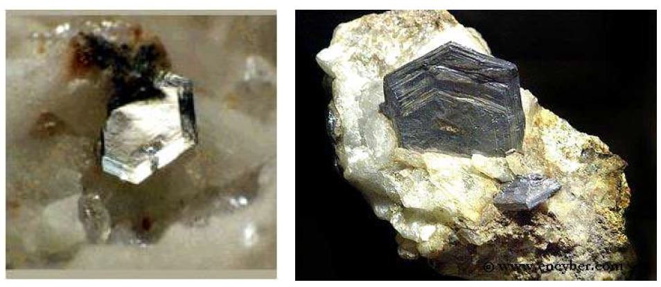 Picture of molybdenite attached quartz.