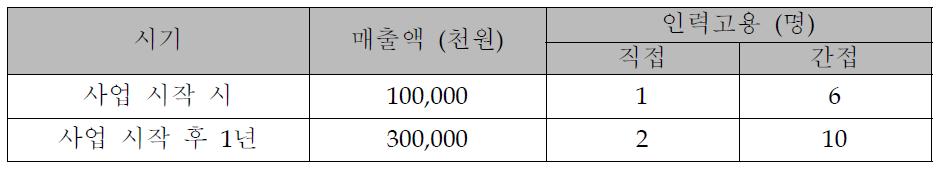 시제품 탈취제 매출 및 인력고용 계획