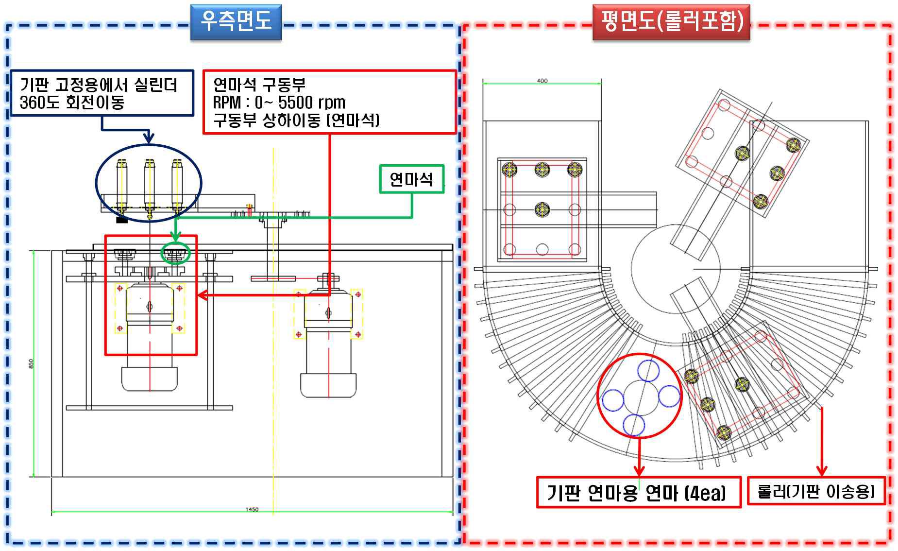 비디오기판 모듈 분리/연삭처리 장치 설계도