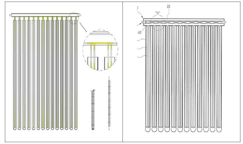 극세관형 히트파이프를 이용한 태양열 집열기의 상세도면
