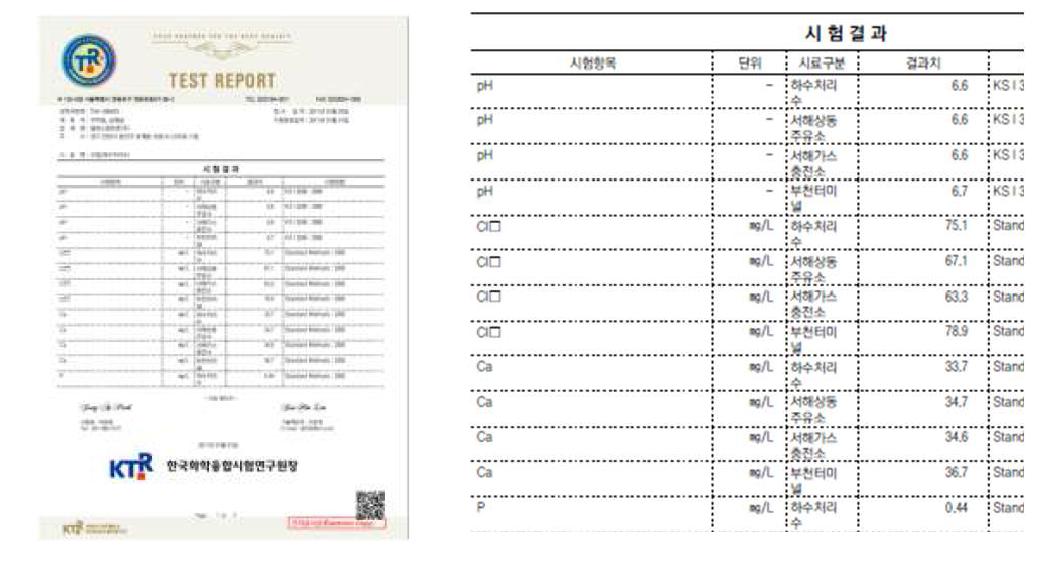 굴포천 하천수의 수질 분석 결과