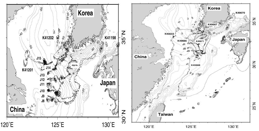 동중국해 북부해역에 투하한 Drift의 유동형상.