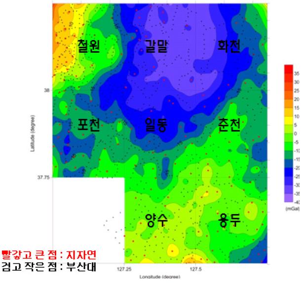 Bouguer Anomaly Map for the northeastern part of the 1:250,000 Seoul Sheet (NJ 52-9)