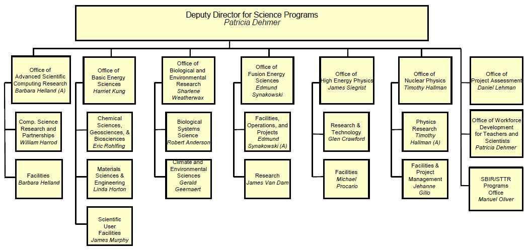 DOE 과학국 과학프로그램실의 하부 조직