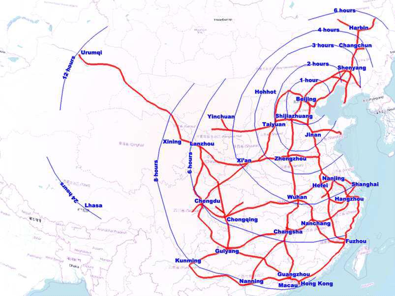 중국 고속철도 향후 운영계획