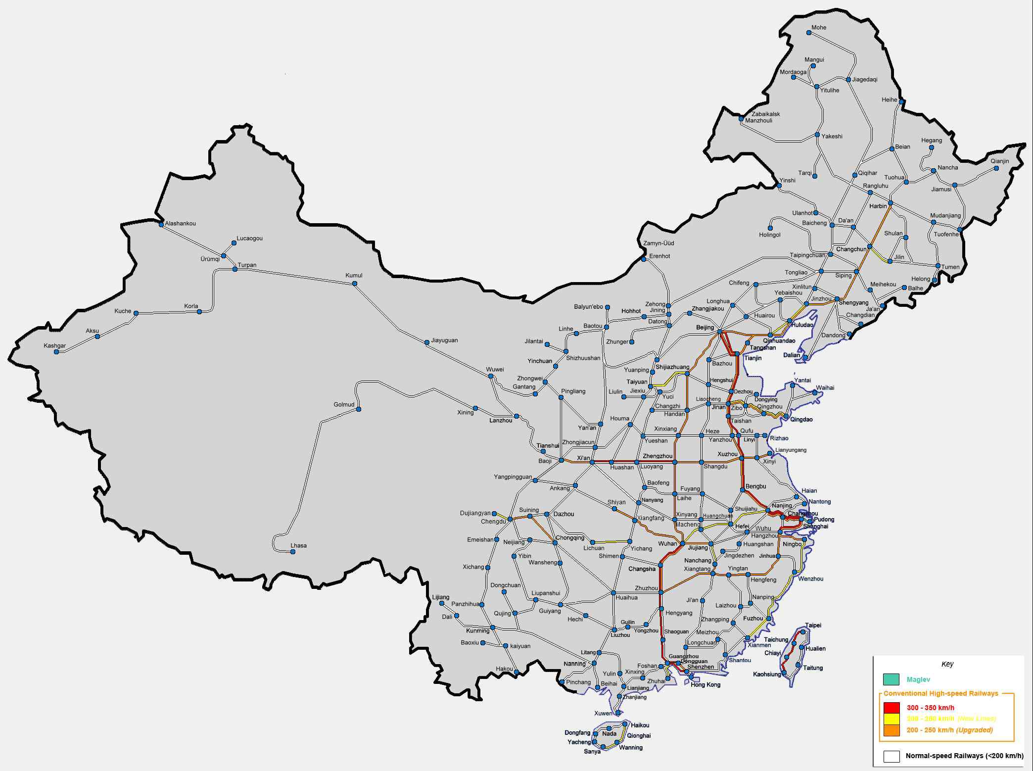 중국 고속철도 노선 현황