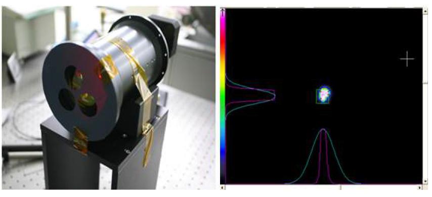 MIRIS 우주관측카메라 광학계(좌)의 상온 point spread function (우) 측정치
