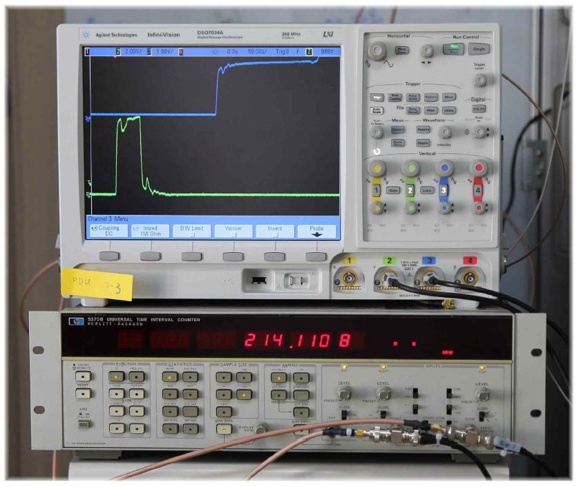 PDU T1 신호 지연 측정값 과 파형(STOP)