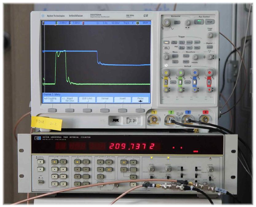 PDU NIM2 지연 신호 측정값 과 파형(STOP)