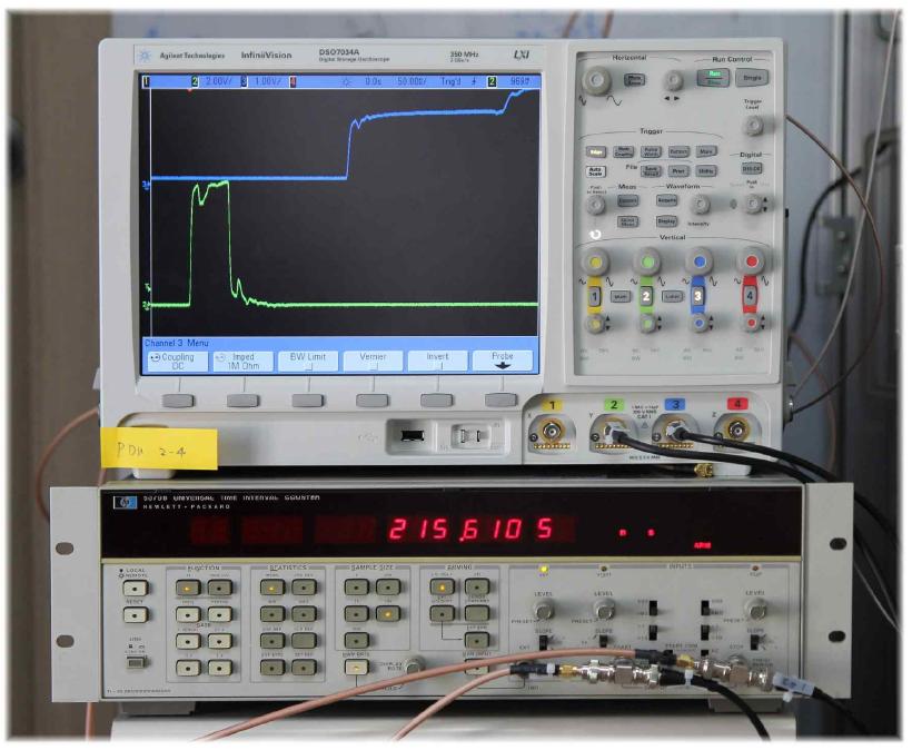 PDU T2 지연 신호 측정값 과 파형(STOP)