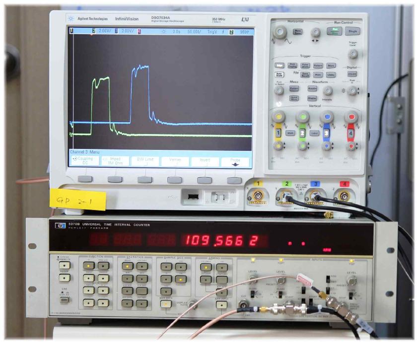 GP-IC-2의 지연 신호 측정값과 파형