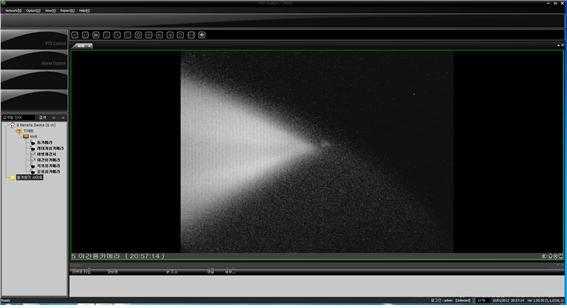 야간카메라를 통해서 관측한 송신 레이저의 복사점.