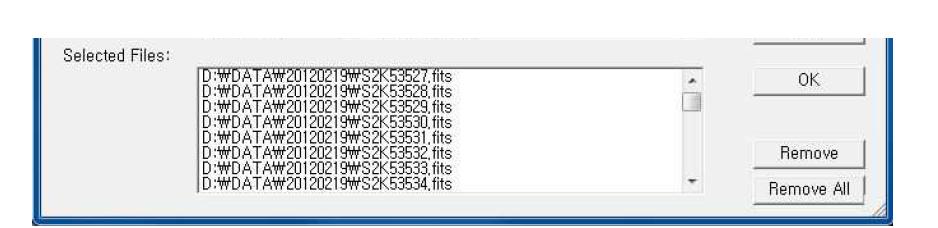 Selected Files 목록