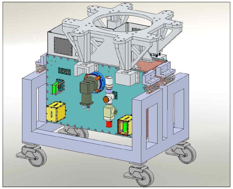IGRINS 극저온장치를 보관 및 운반에 활용할 전용카트와 망원경 부착을 위한 마운트의 SolidWorksⓇ 3D 모형