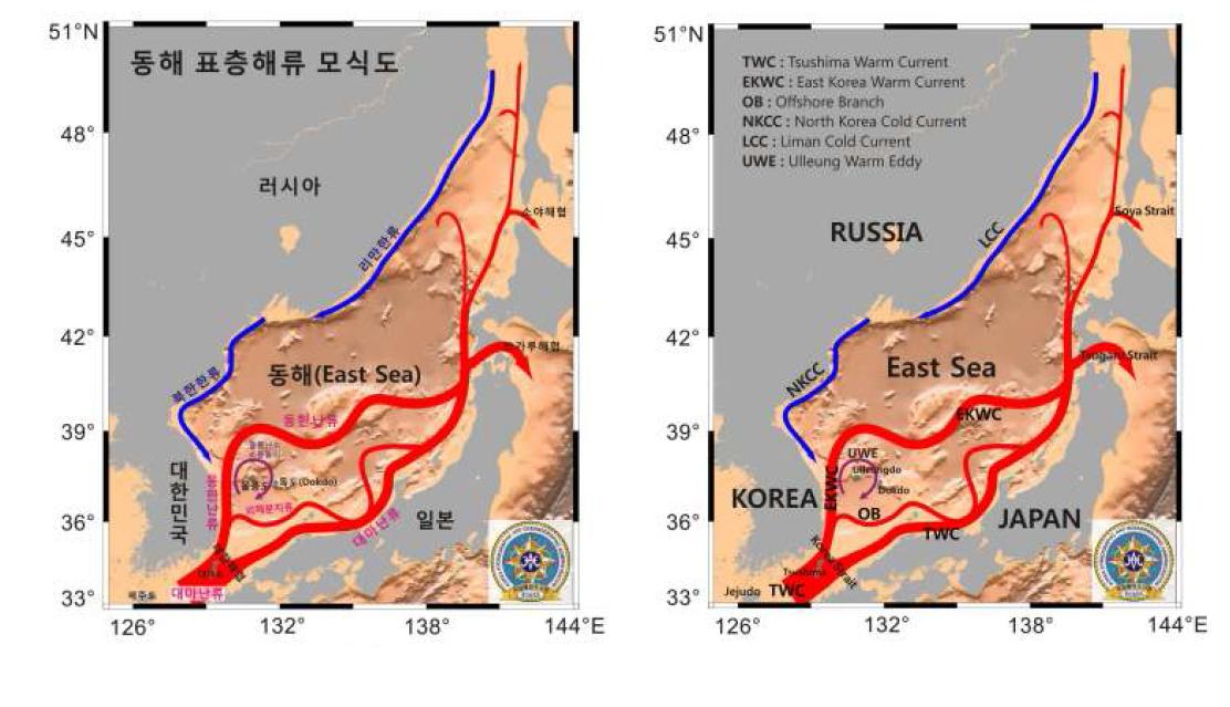 국립해양조사원이 최근 발표한 동해 표층해류 모식도