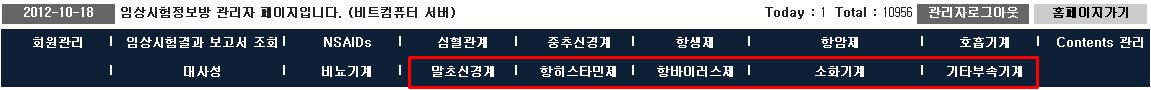 추가 의약품 계열의 데이터베이스 입력을 위한 웹사이트 검색공간