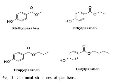 그림 3. 주요 파라벤의 화학적 구조