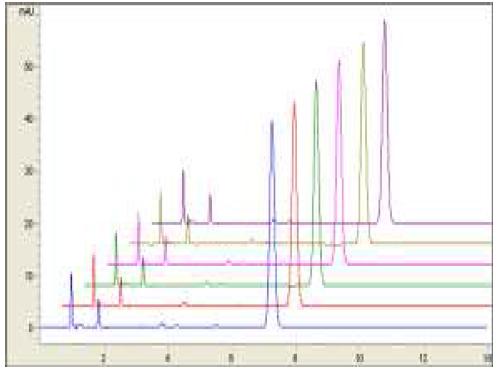 HPLC chromatogram of reproducibility test