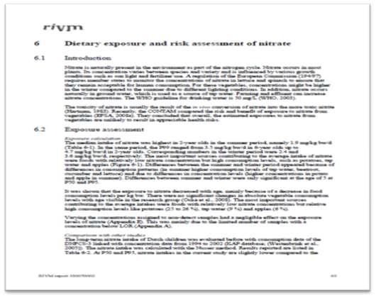 Nitrate exposure assessment