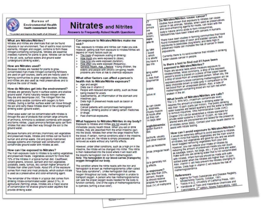 Nitrates and Nitrites(Bureau of Environmental Health)