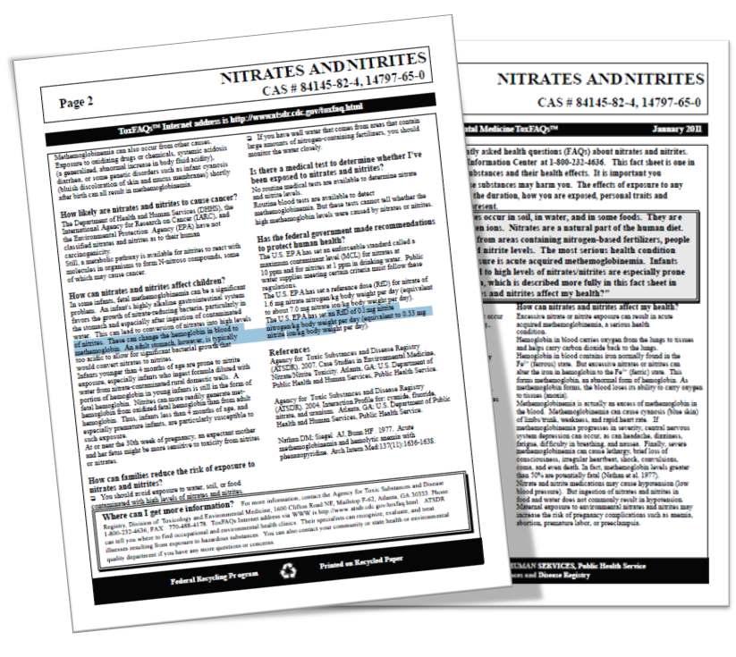 ATSDR NITRATES AND NITRITES