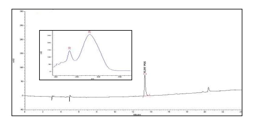HPLC chromatogram of PGG in standard material