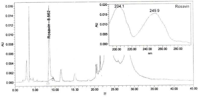 HPLC chromatogram of Rosavin in Functional material
