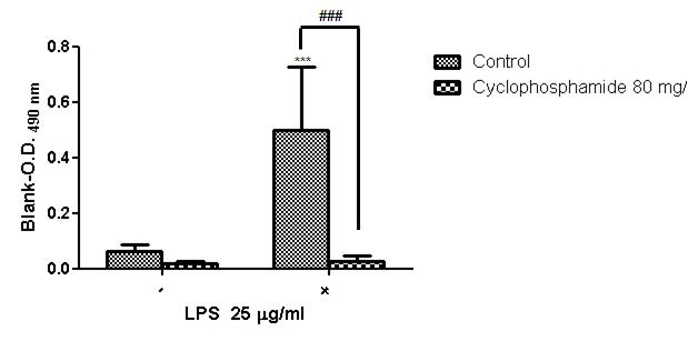 Cyclophosphamide 투여에 의한 B 림프구 세포유약화 반응시험 결과