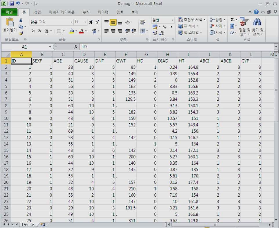 DEMOG 파일의 예시