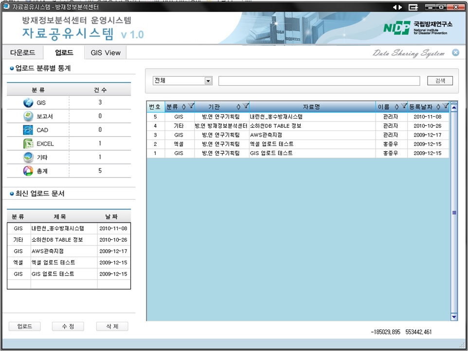 그림 5.4 업로드 메인화면 1